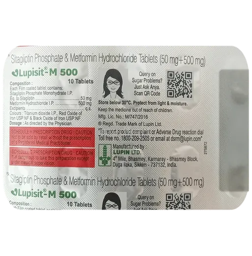 lupisit m 500mg tablet 10's